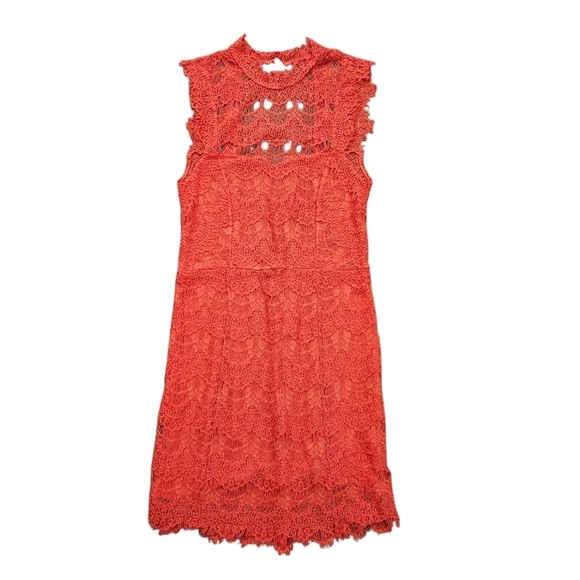 NEW Free People Intimately Daydream Coral Lace Bodycon Dress Medium - Picture 2 of 5